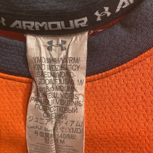 Under Armor long sleeve shirt/ color orange & gray/ size Youth M/ - Picture 4 of 4